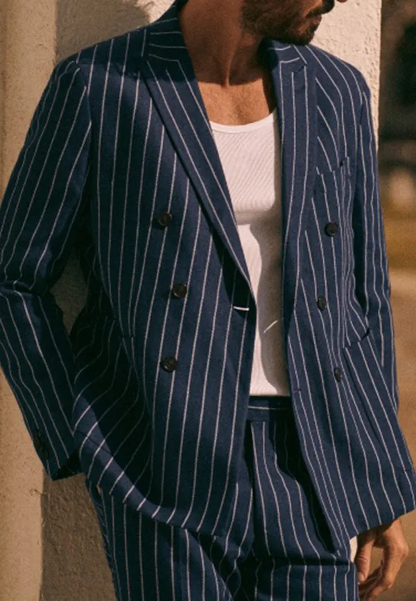Jacket-Blue White Stripes