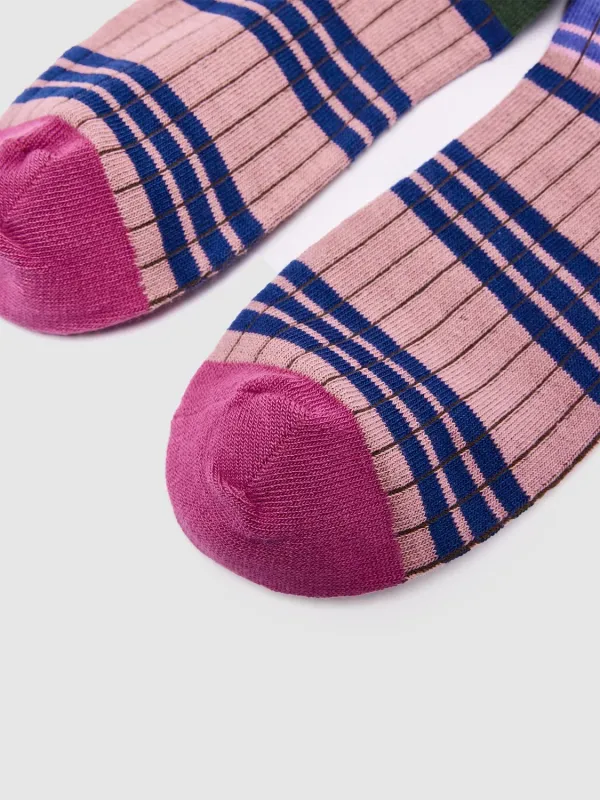 Contrast Striped Knit Socks