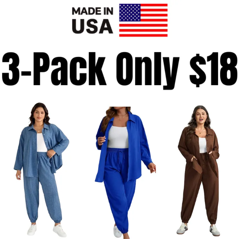 Women's Plus Size Fall-Winter Brown Drawstring Pants Suit