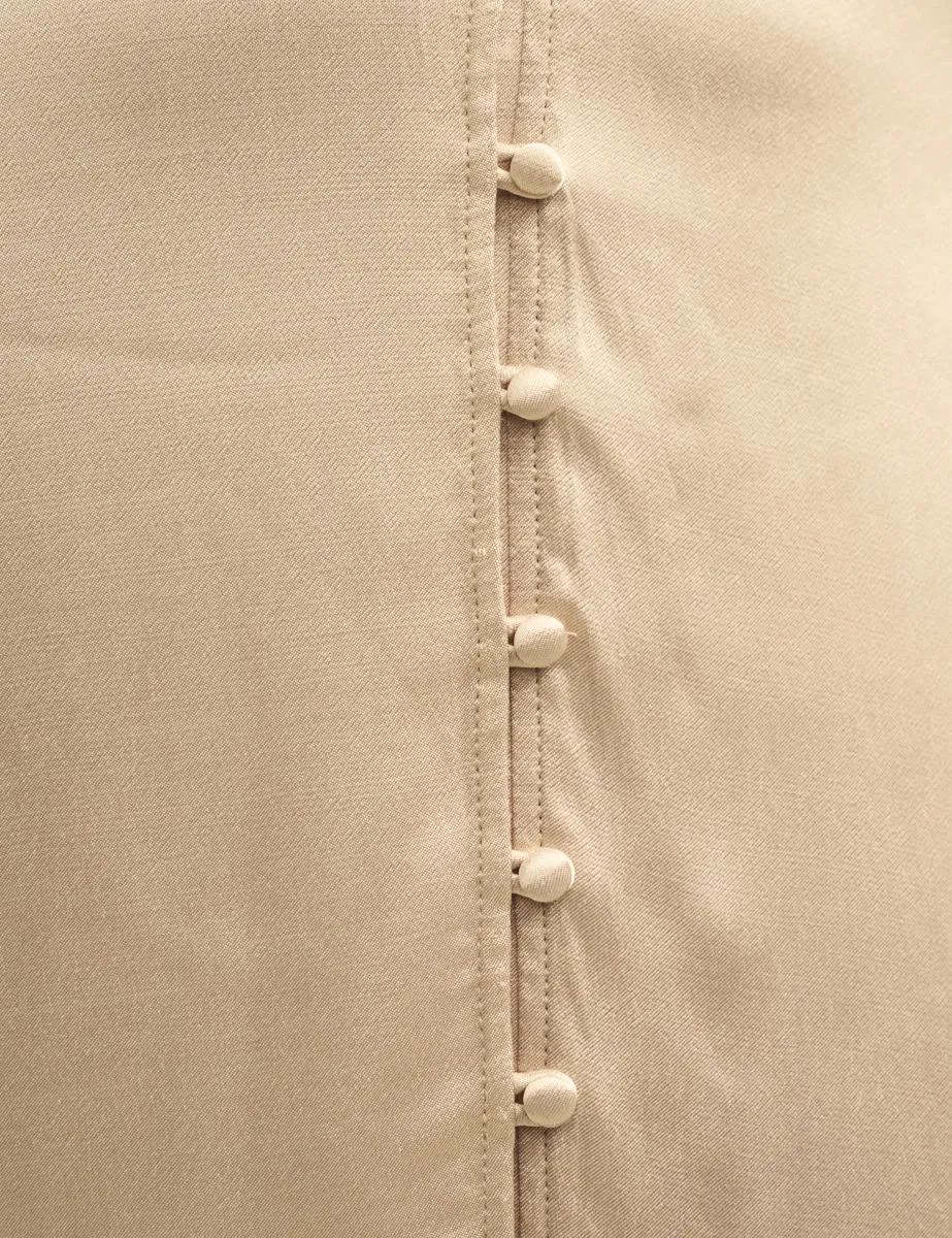 Champagne Satin Bridesmaid Maxi Dress