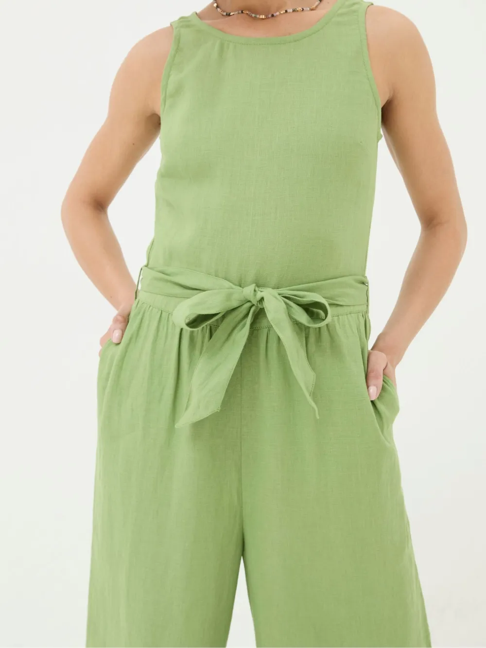Green Linen Jumpsuit