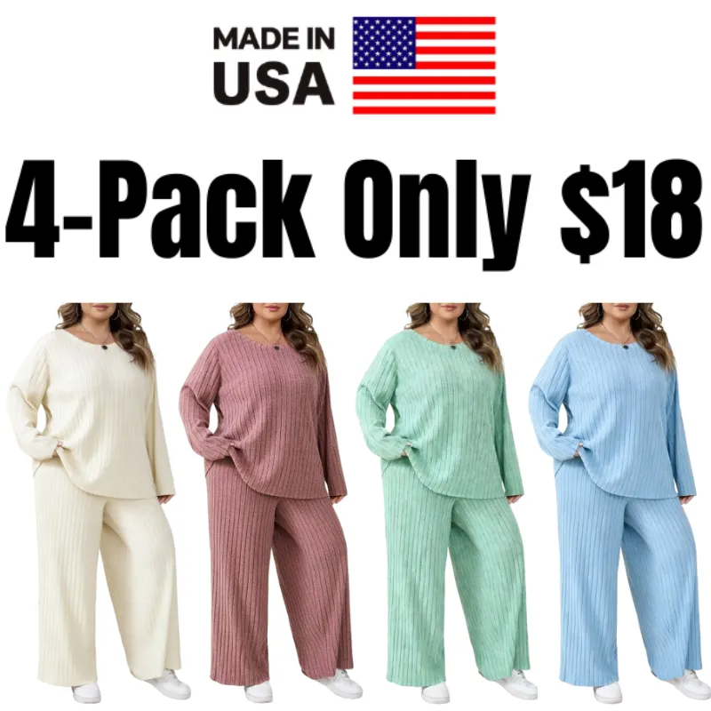 Plus Size Women's Casual Two-Piece T-Shirt & Pants Set