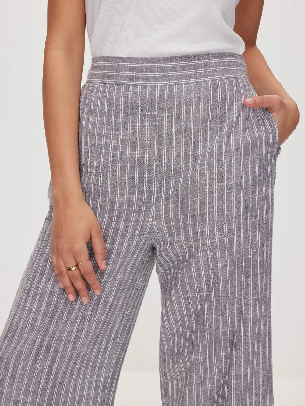 Daily White Stripe Culotte