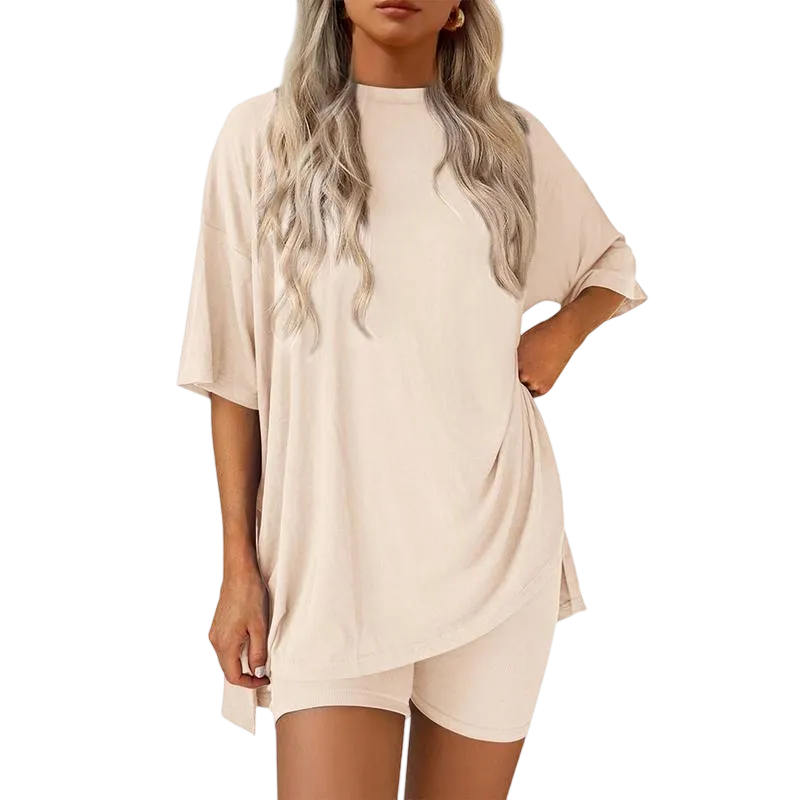 Women's Two Piece Lounge Set 2025 Summer Casual Oversized Shirts