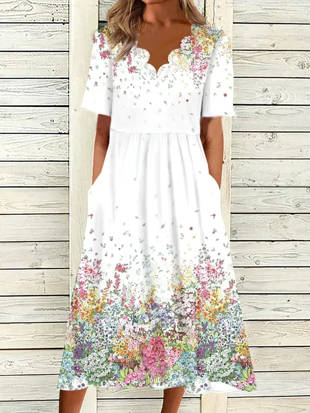 Lässig Kurzarm Stricken Kleid