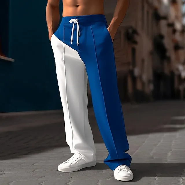 Men's Patchwork Elastic Waist Casual Joggers