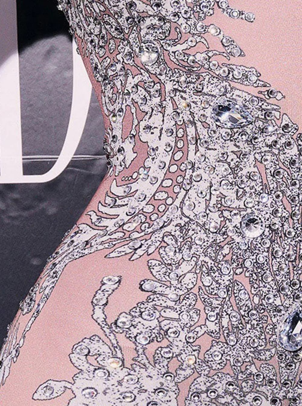 Rhinestone Print Backless Tight Jumpsuits