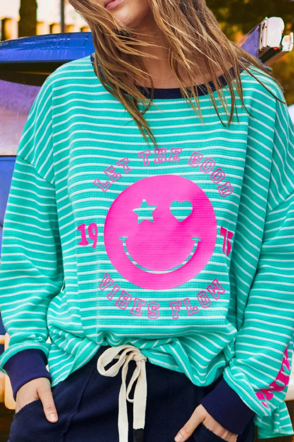 Green And White Classic Striped Long-Sleeved Tees