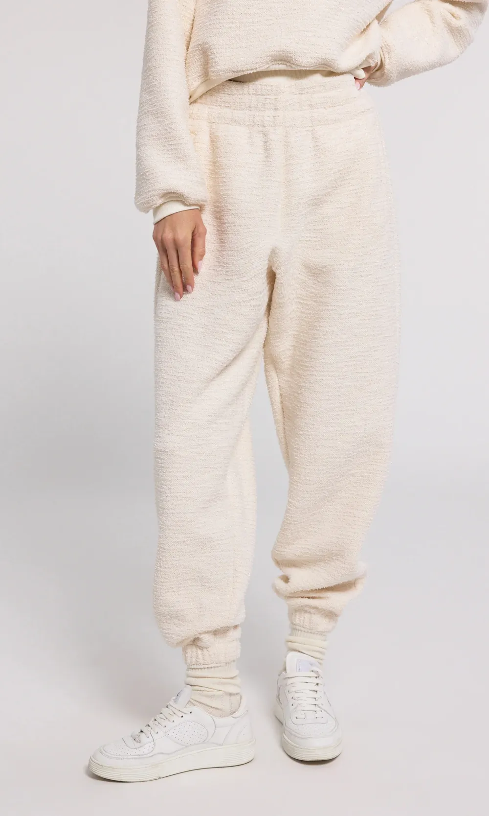 White Comfort Elastic Waist Jogging Pants