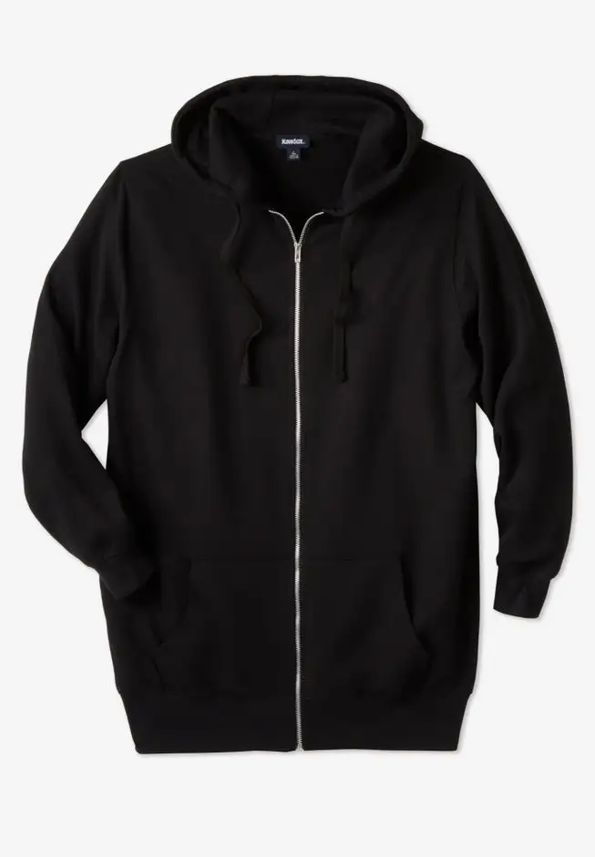 Longer-length Fleece Full Zip Hoodie
