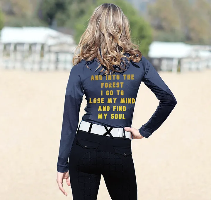 Women's Riding Style Forest Horse “I'd rahter be trail riding” Print Long Sleeve Casual Shirt