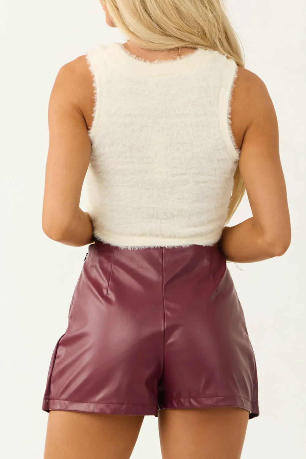 Ivory Soft Faux Fur Sleeveless Knit Top