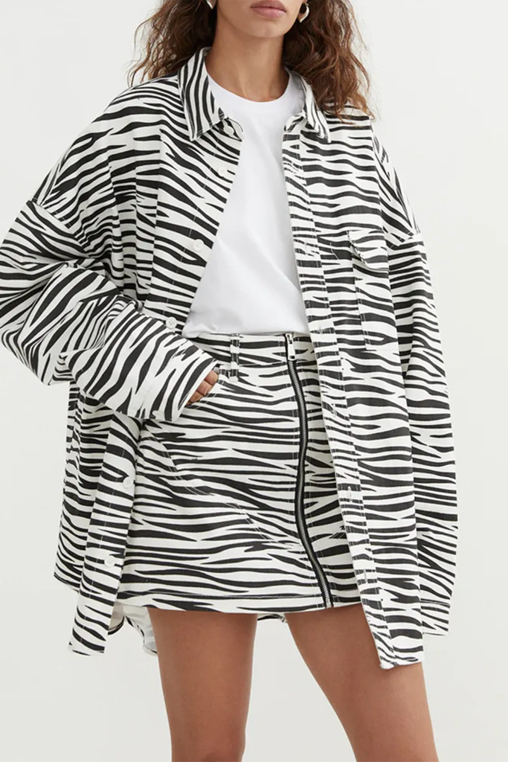 Basic Minimalist Loose Stripes Jacket
