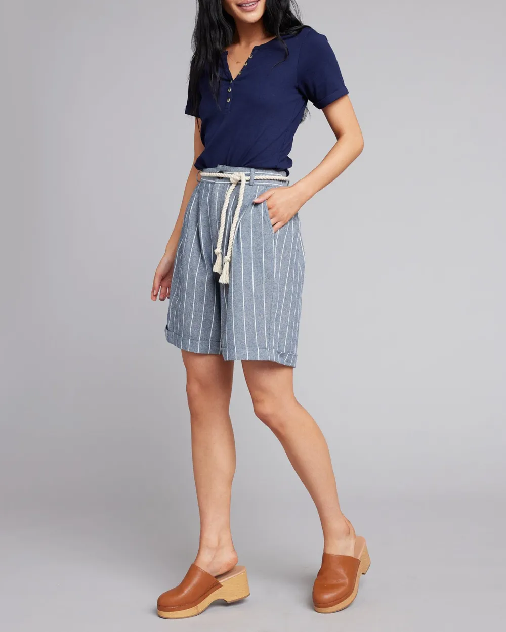 Striped Regular Drawstring Short
