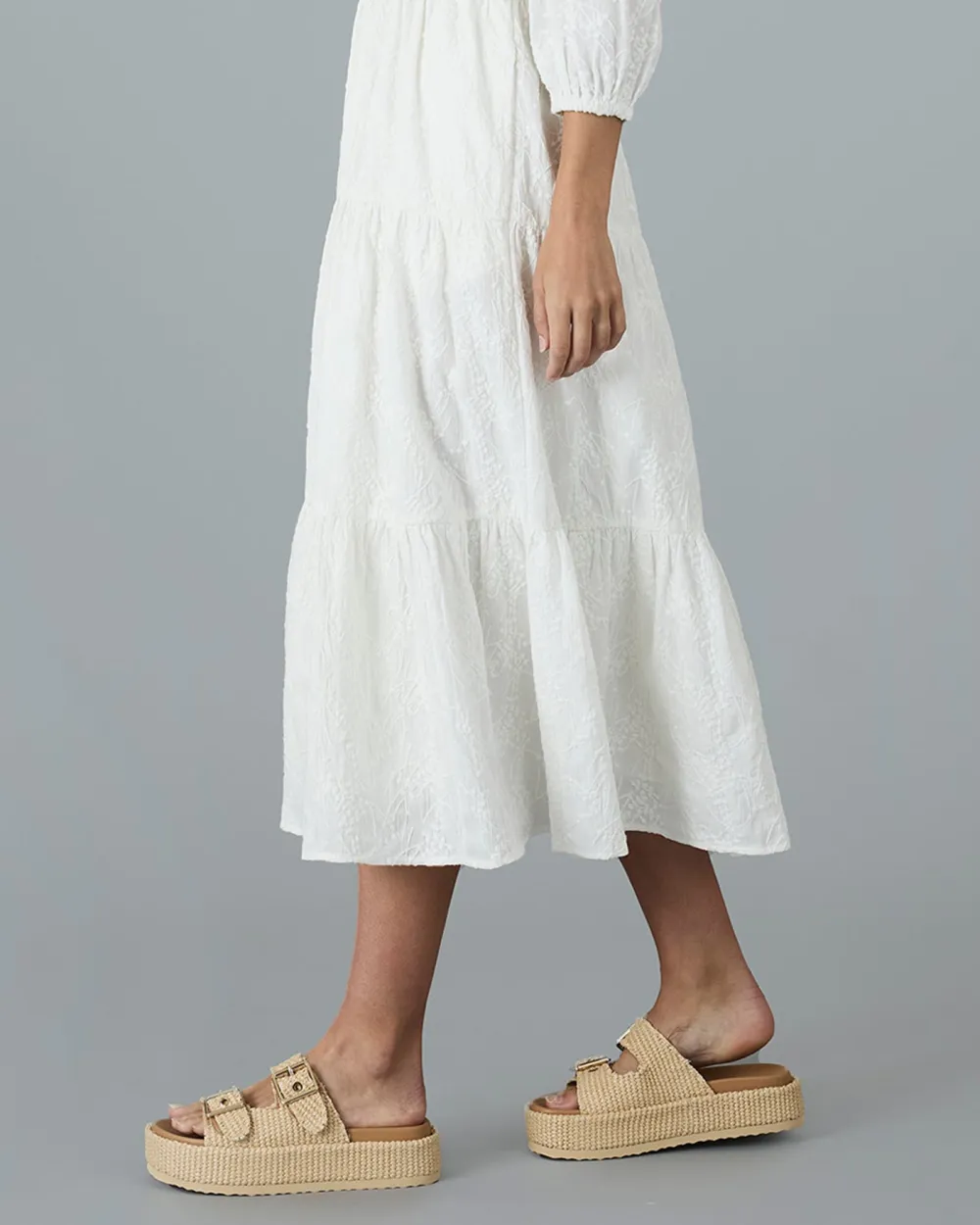 White Side Pockets Maxi Dress