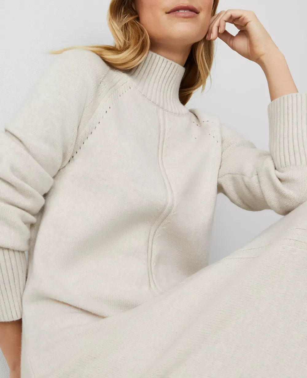 Mock Neck Raglan Sweater Dress