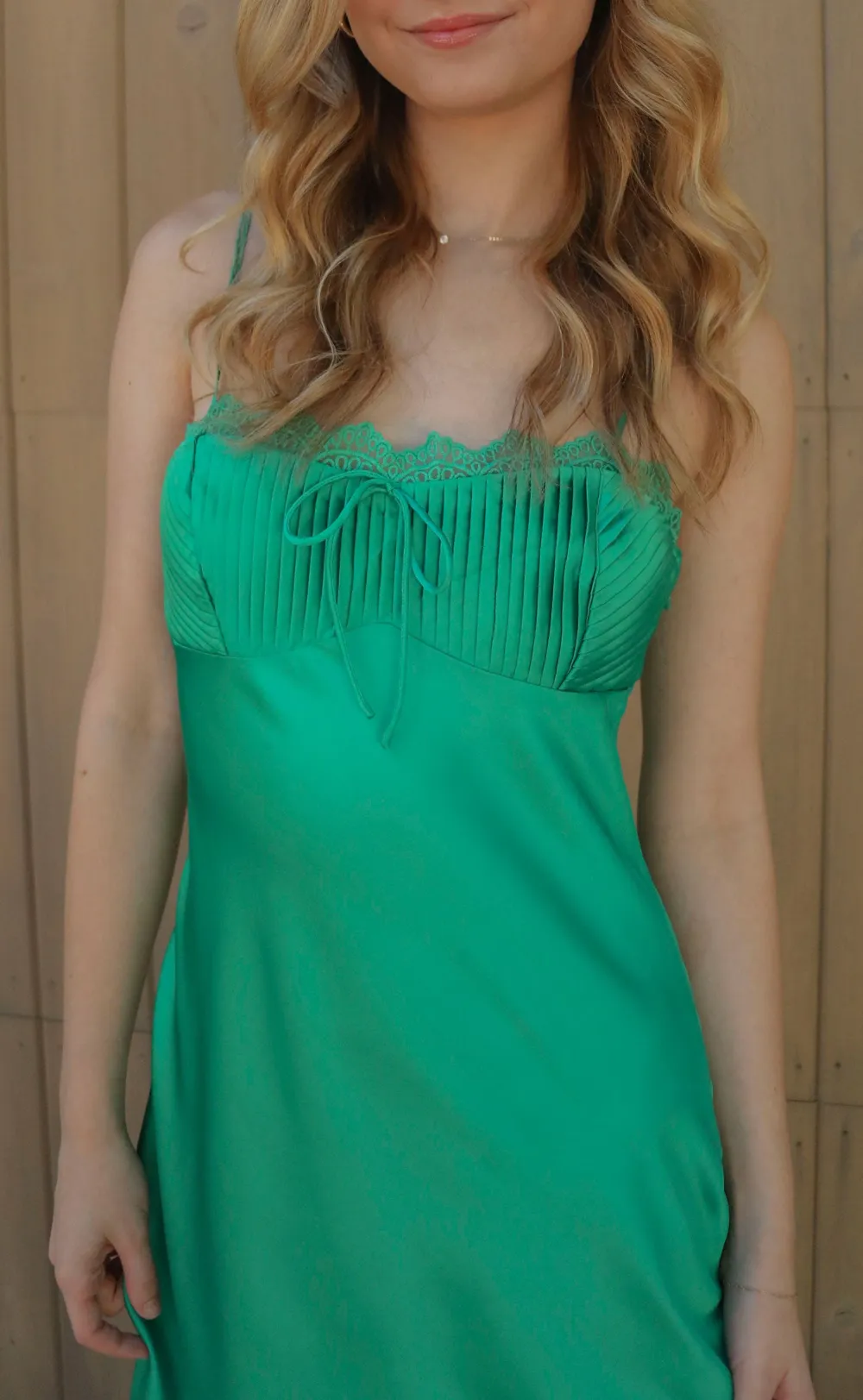 Green Ruched Spaghetti Strap Maxi Dress
