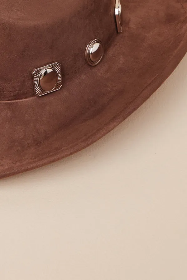 Oversized Brim Three-Dimensional Brown Hat