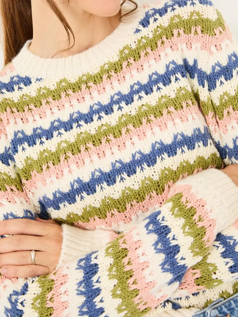 Color Stripes Knitted Pattern Jumper