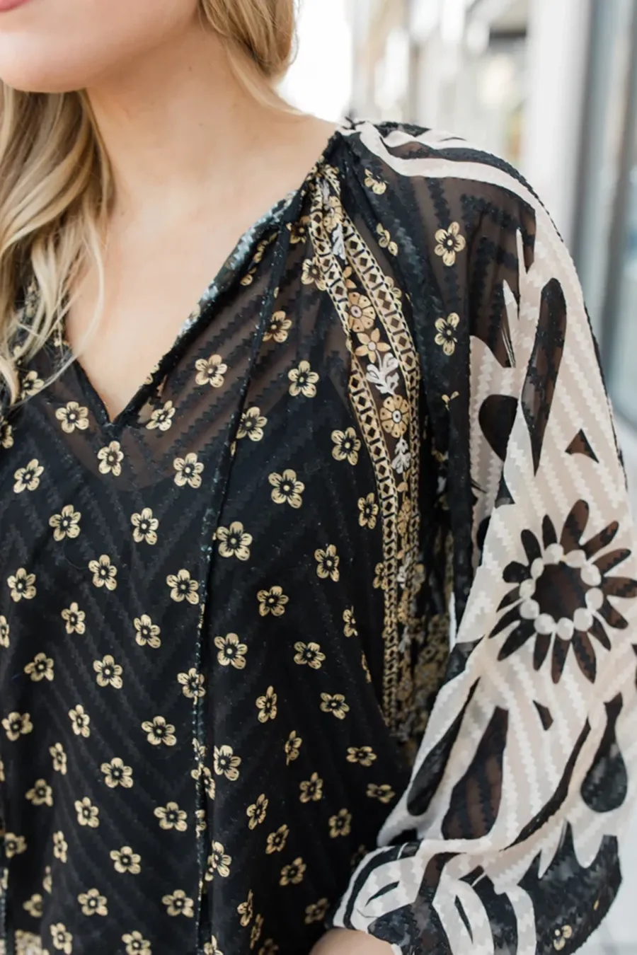 Black Multi Printed Blouse