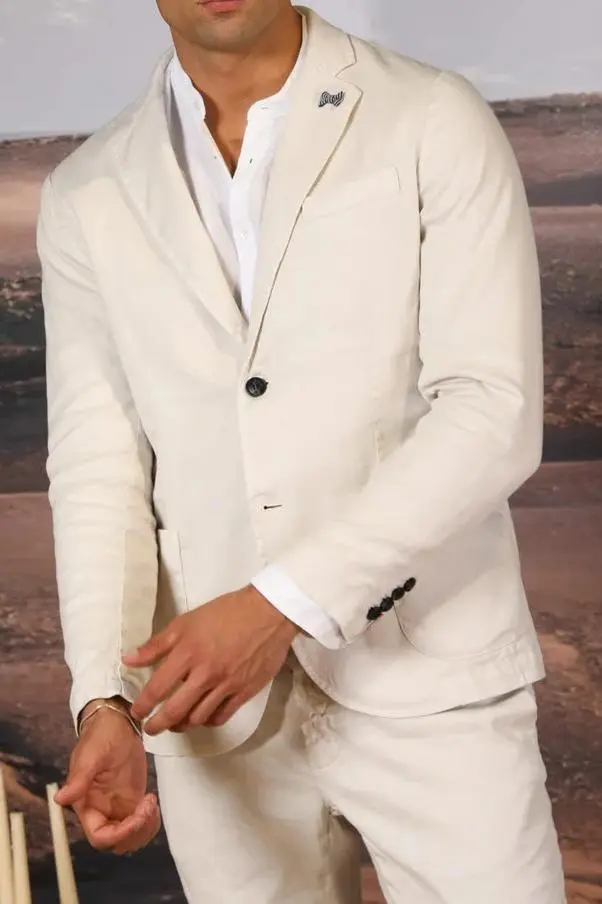 Off-white Men's Cotton and Linen Twill Suit Jacket