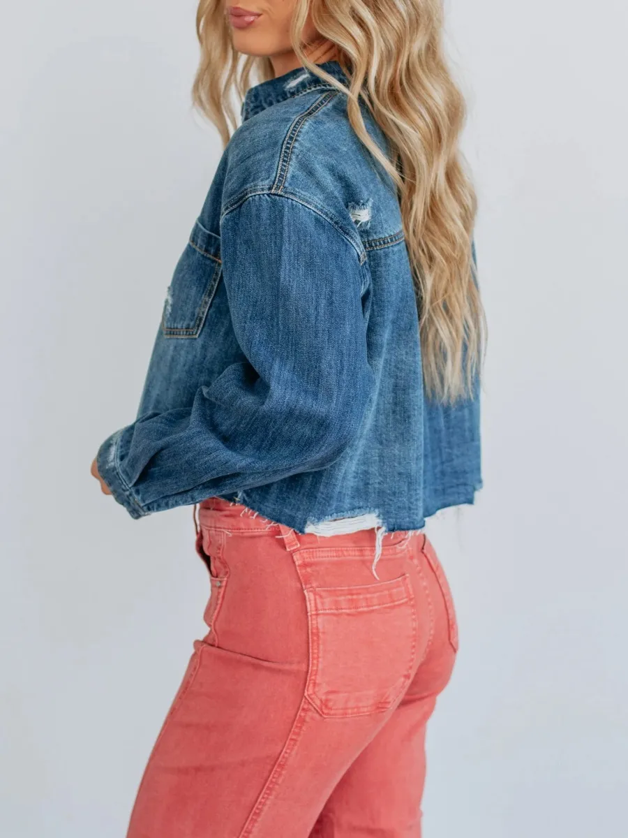 Raw Frayed Hem Jacket