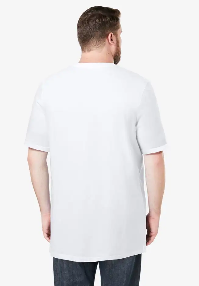 Shrink-Less Lightweight Longer-Length Crewneck Pocket T-Shirt