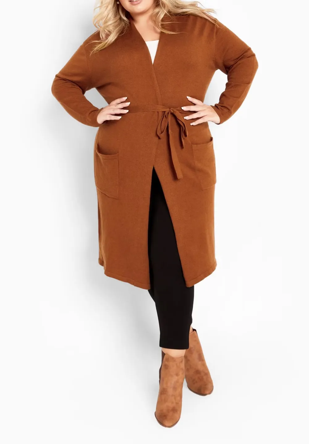 Medium To Long Solid Color Cardigan