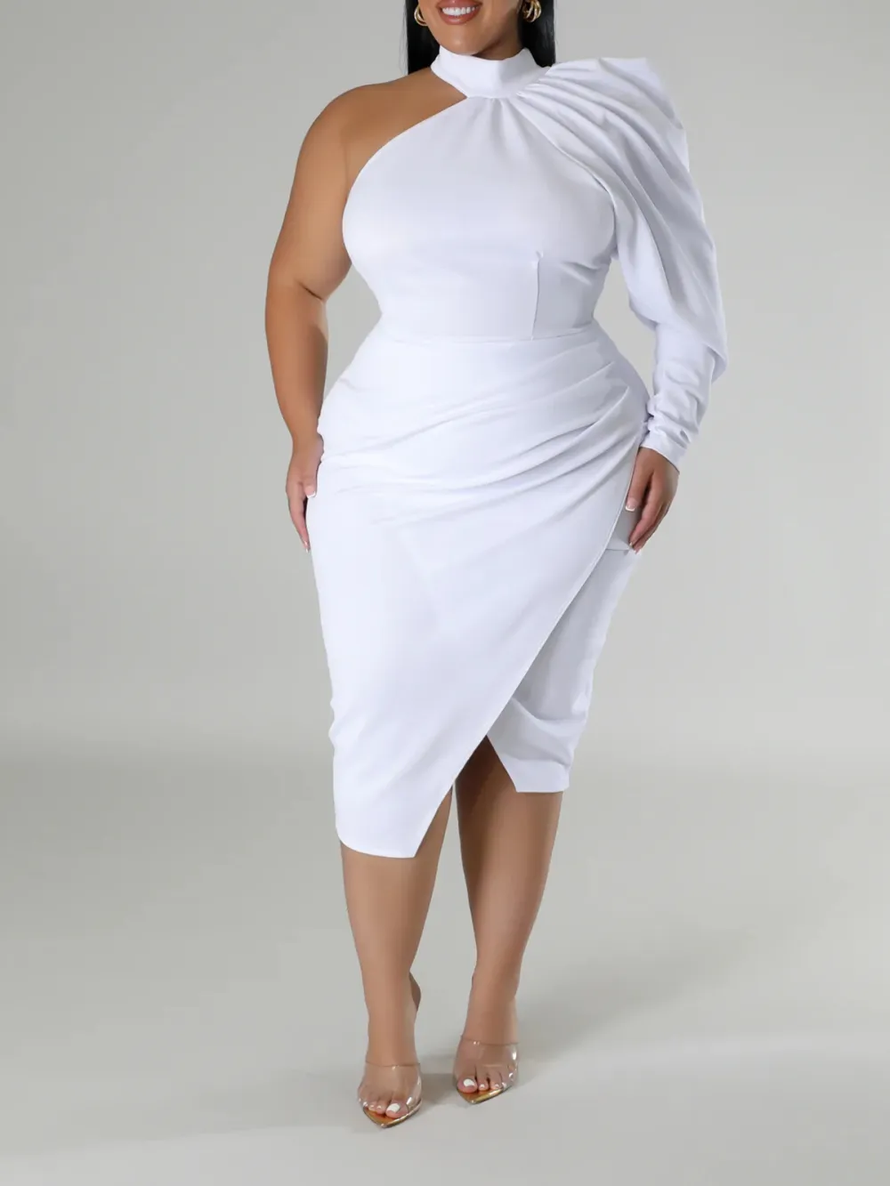 Satin One Shoulders Dress