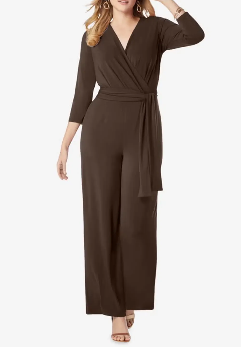 V-neck Wide Leg Knit Jumpsuit