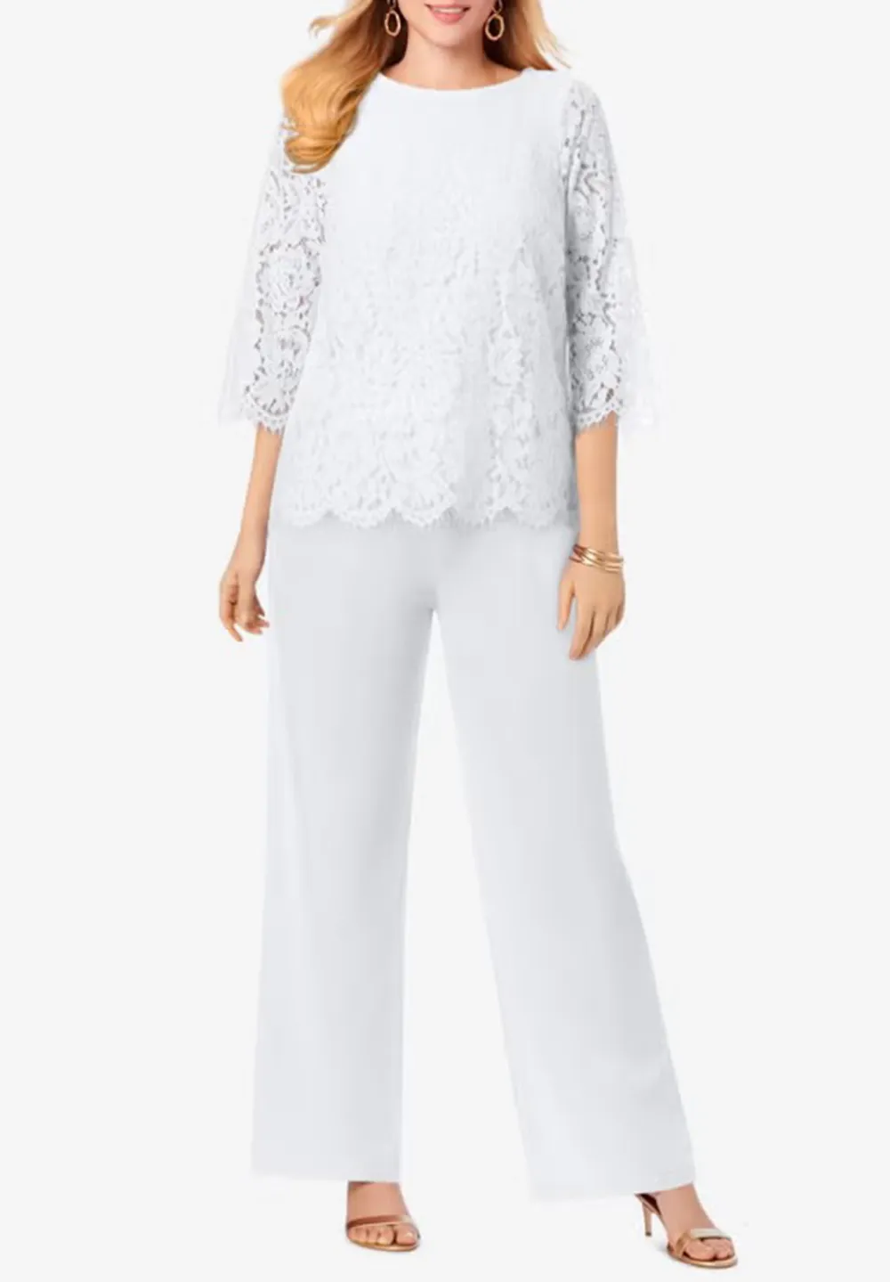 Crew Neck Lace Jumpsuit