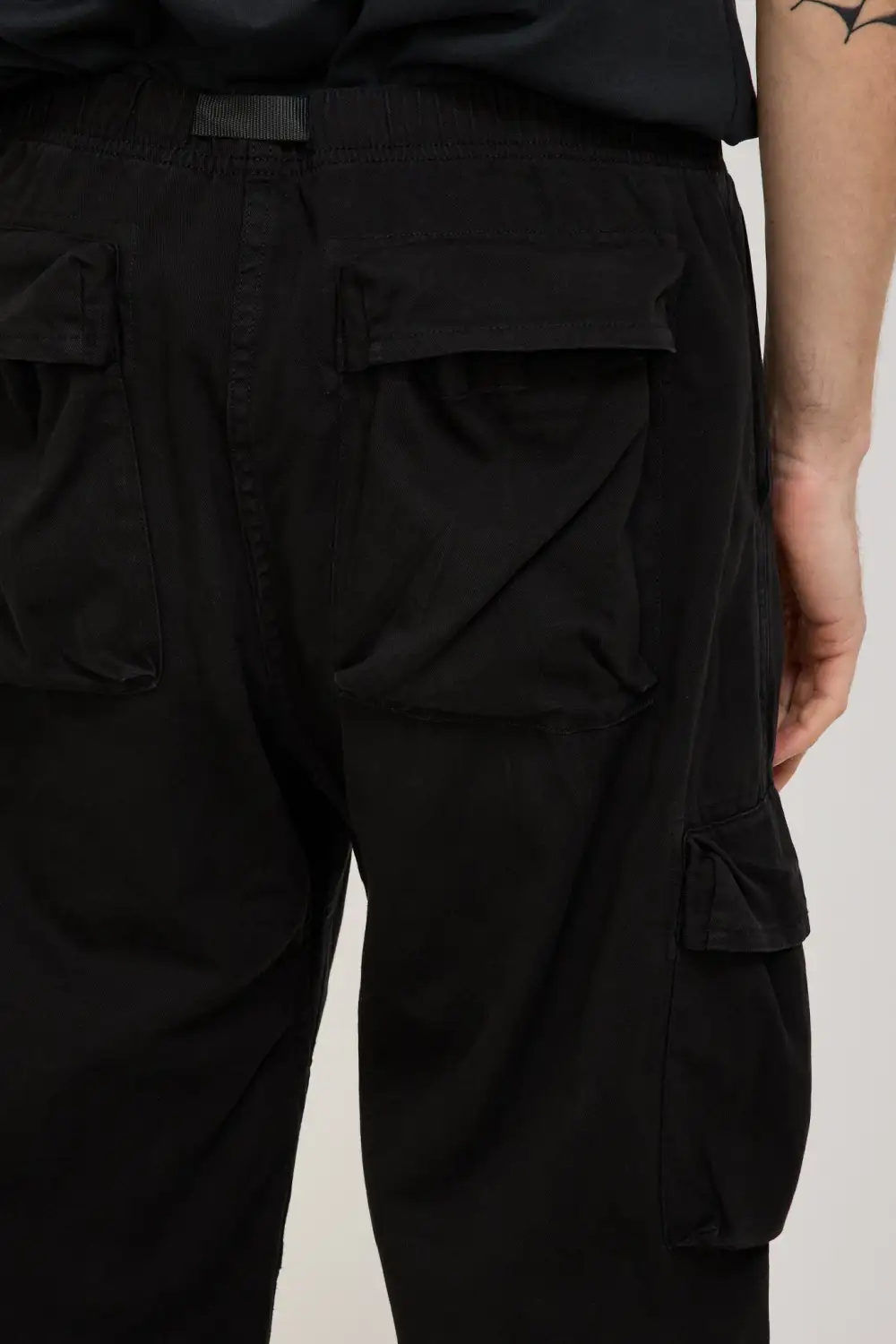 Black Straight-Leg Cargo Trousers