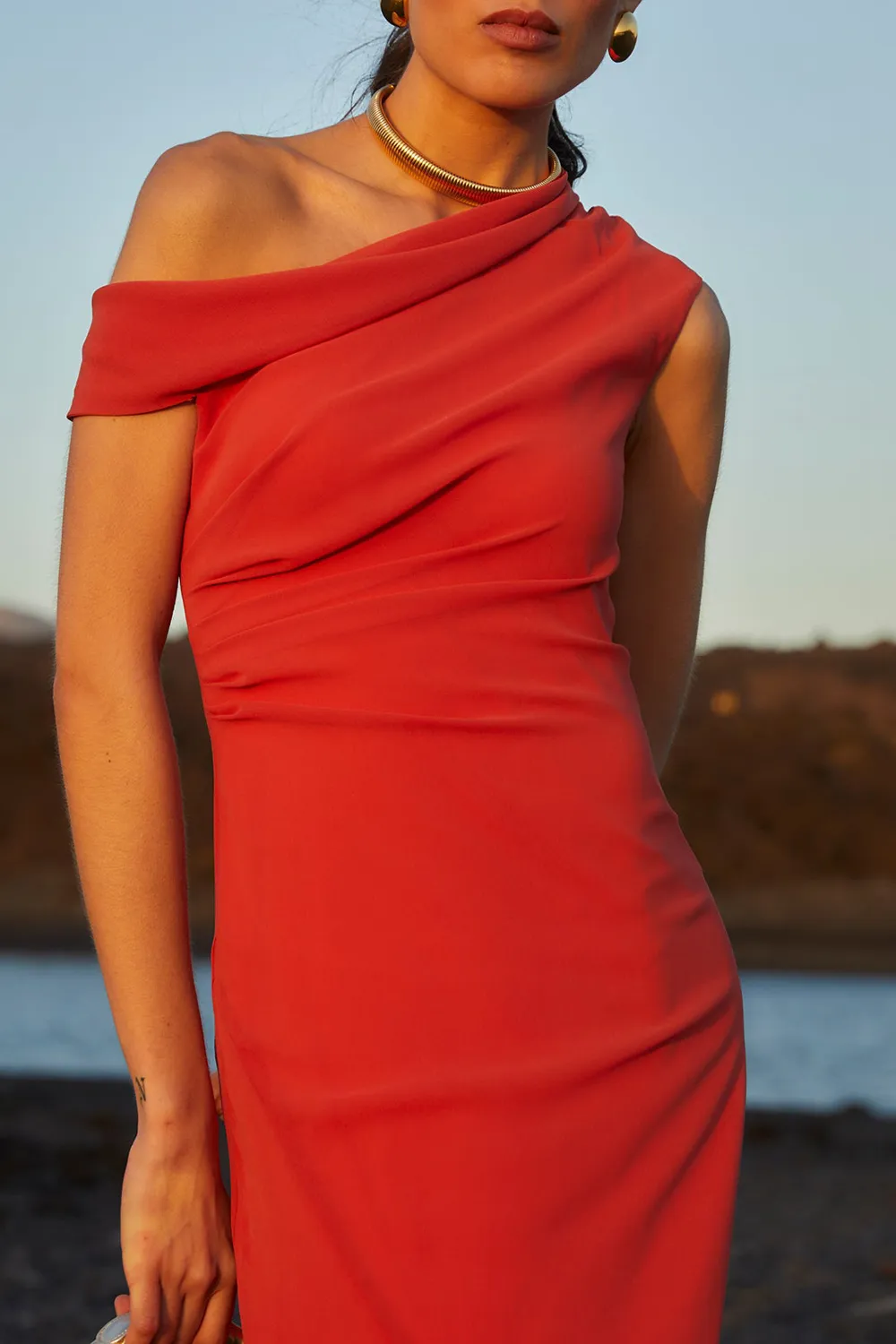 Off-shoulder Slim Fit Marguerite Dress