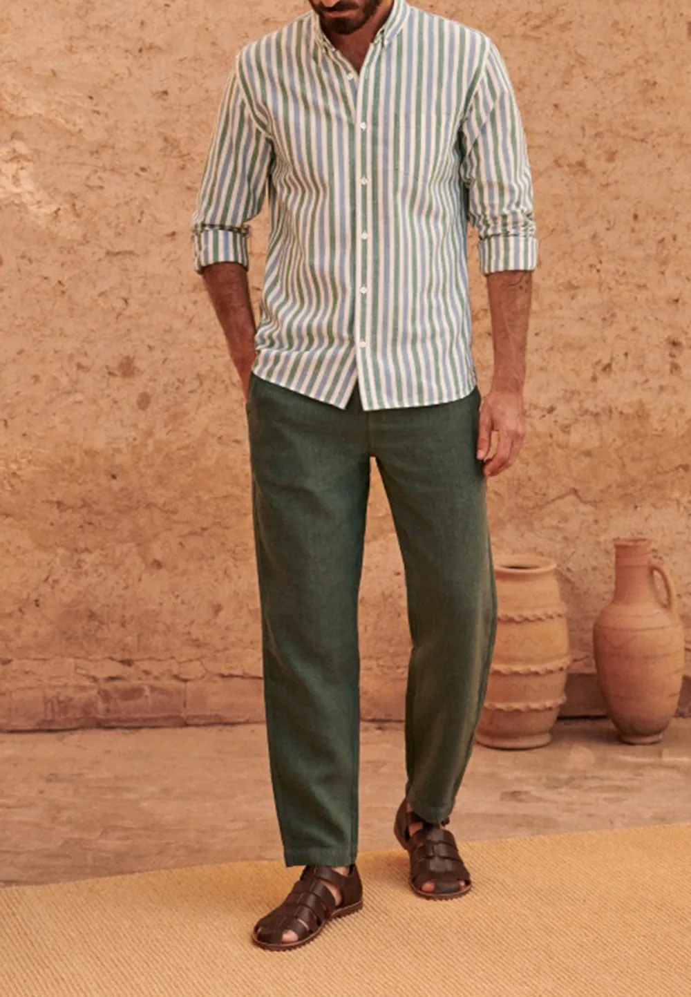 Trousers-Dark Green