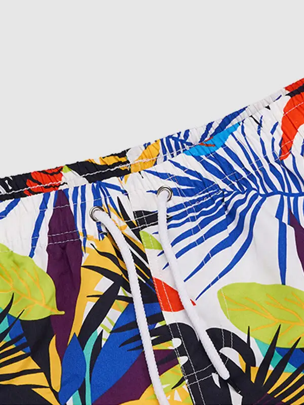 Men'S Hawaiian Print Short-Sleeved Casual Button-Front Resort Shirt + Casual Shorts Two-Piece Set