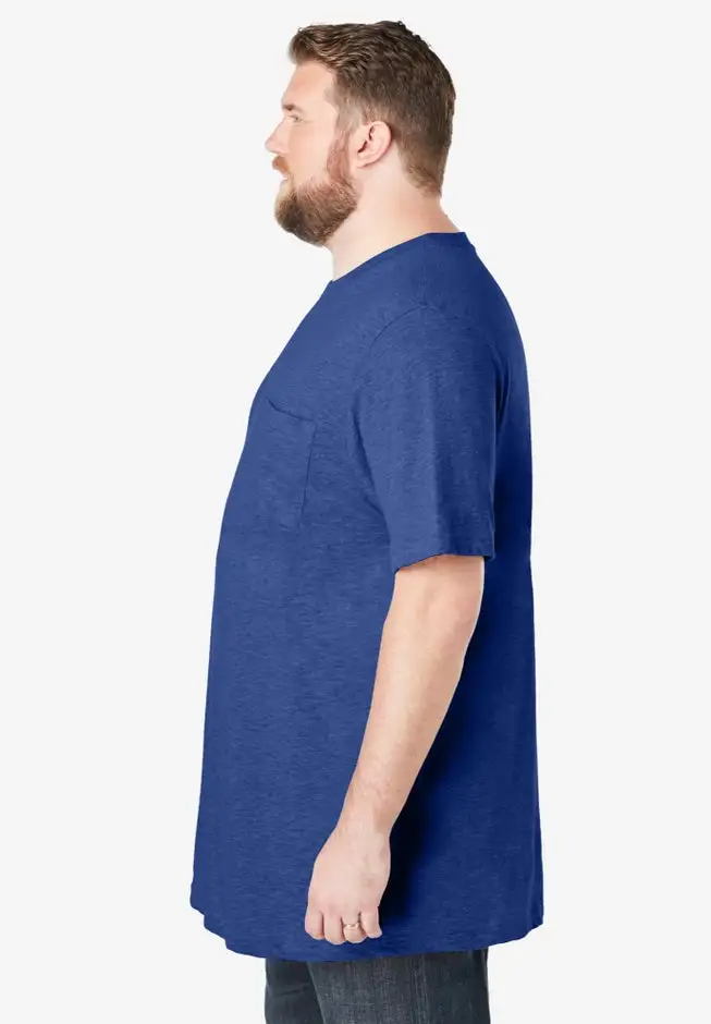 Shrink-Less Lightweight Longer-Length Crewneck Pocket T-Shirt