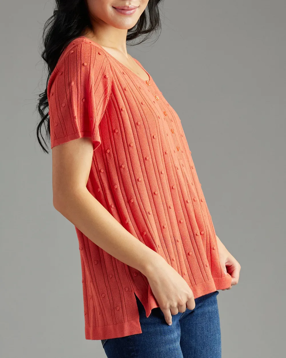 Paprika Textured Detailing Knit Top