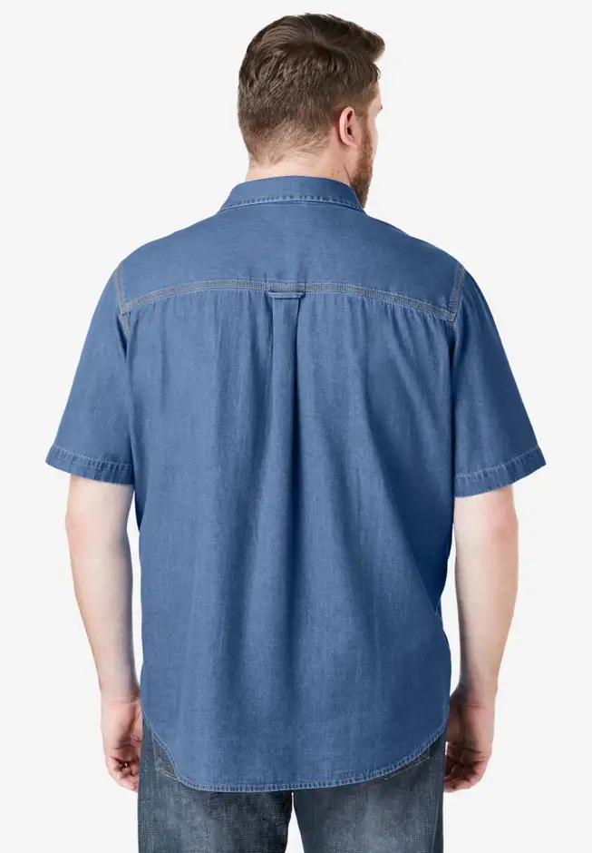 Short Sleeve Denim and Twill Shirt