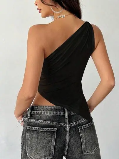 One-Shoulder Asymmetric Hem Top