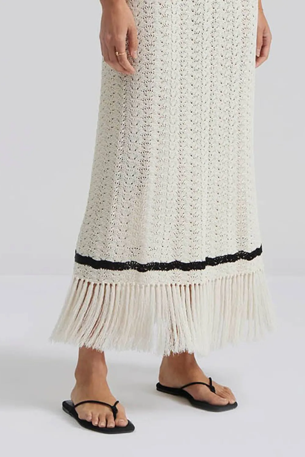 AIRA KAFTAN-Fringe detail knitted kaftan