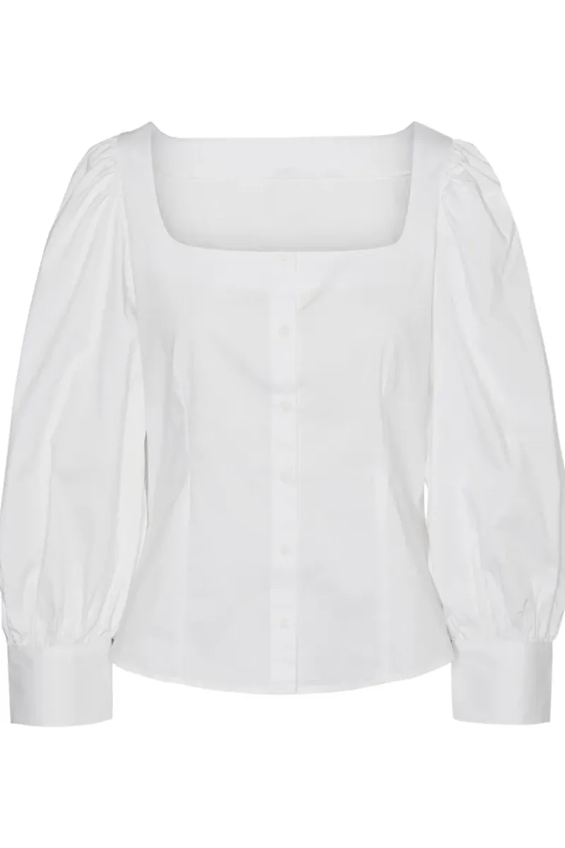 Puff Sleeve Square Neck Black Shirts