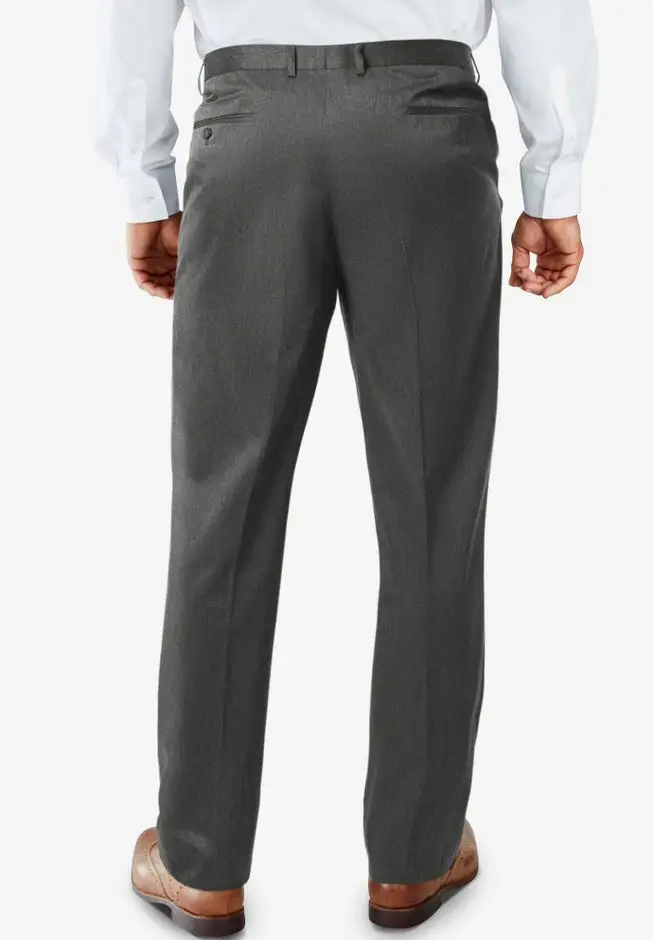 No Hassle Classic Fit Expandable Waist Double-Pleat Dress Pants