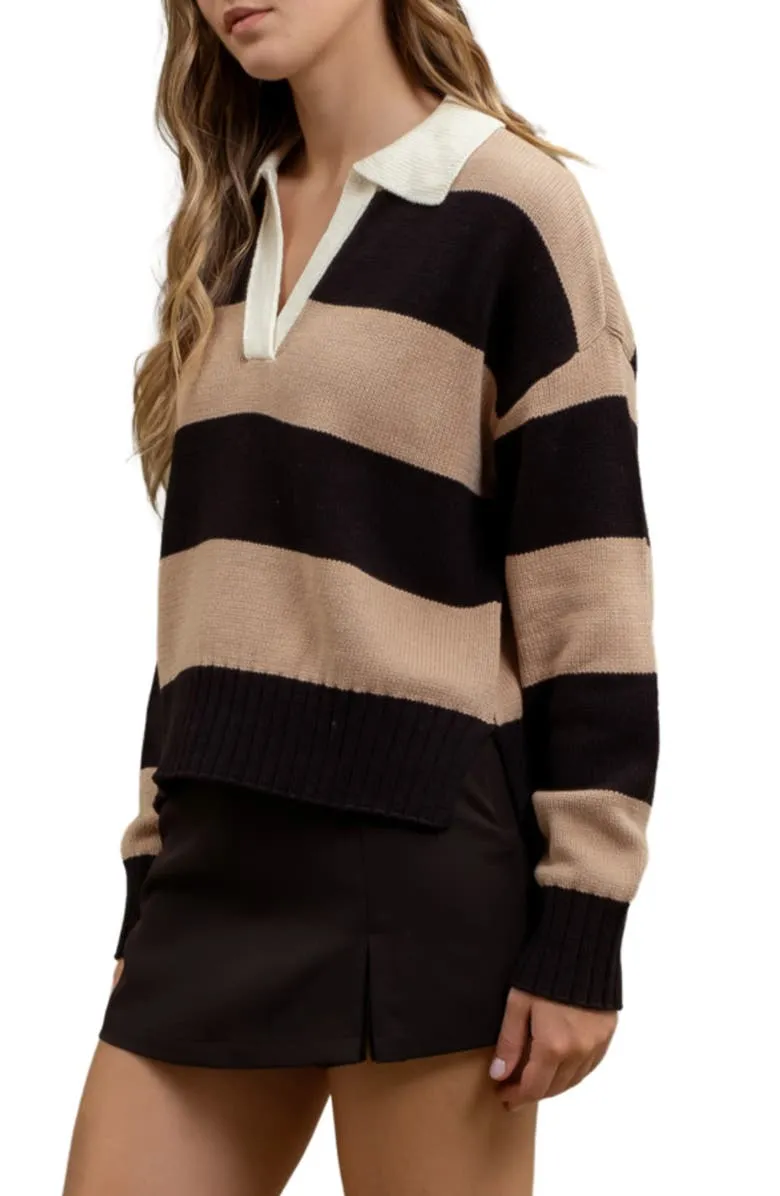 Stripe Polo Sweater