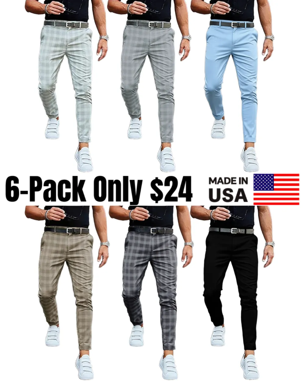 Men's Plaid Chinos Dress Pants