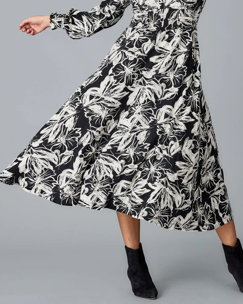 Black Floral Wrap Dress