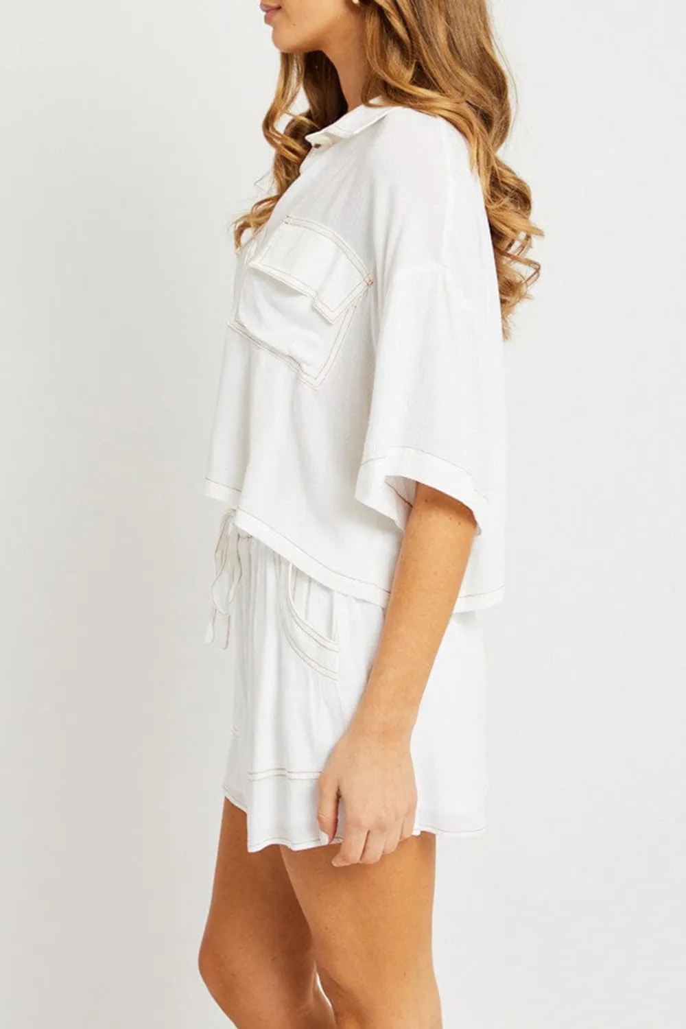 White Relaxed Shirt Short Sleeve