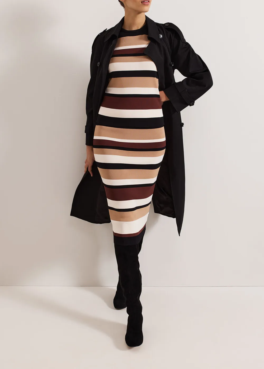 Striped Print Fitted Half Skirt
