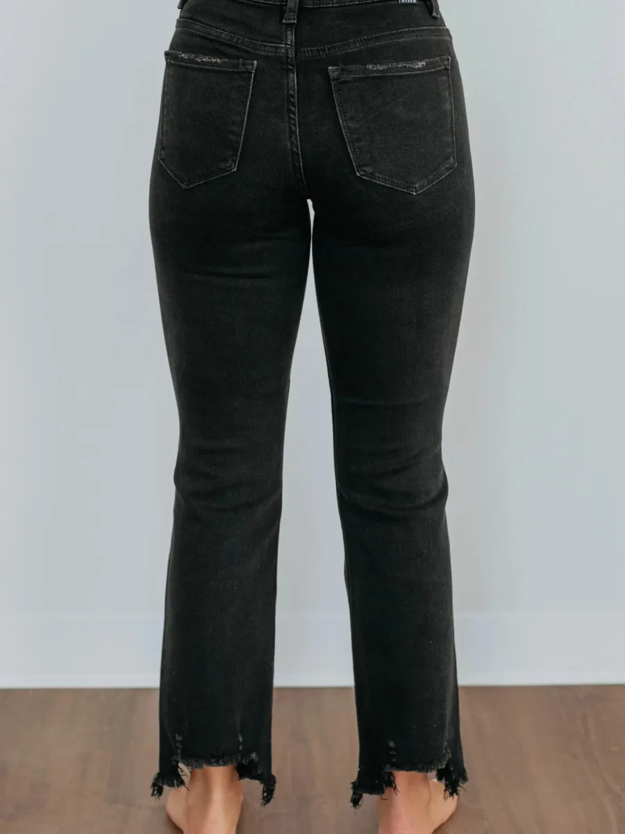 High Rise Frayed Hem Jeans