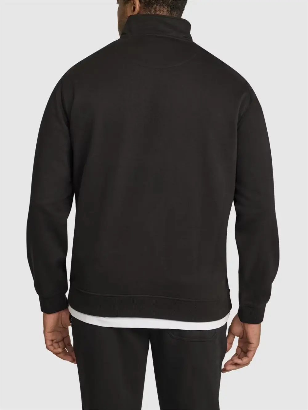 BLACK PRINT ZIP NECK SWEAT