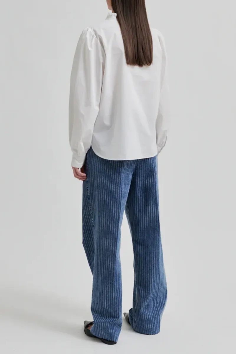 Ruffled V-Neck Puff Sleeve Shirts